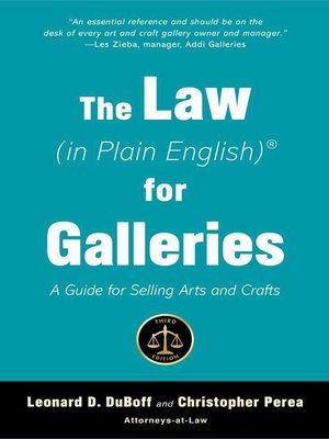 cover image of The Law (in Plain English) for Galleries: a Guide for Selling Arts and Crafts